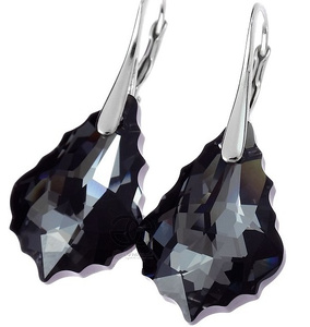 CRYSTALS EARRINGS BAROQUE SILVER NIGHT STERLING SILVER