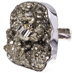 PYRITE BEAUTIFUL RING STERLING SILVER SIZE 10-20 (1) (1) (1) (1)