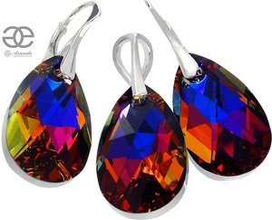 NEW CRYSTALS CRYSTALS EARRINGS PENDANT VOLCANO STERLING SILVER 925