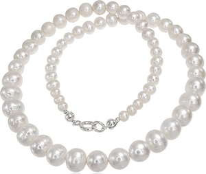 GENUINE WHITE PEARLS NATURAL BEAUTIFUL NECKLACE STERLING SILVER (1)