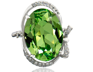 CRYSTALS UNIQUE RING PERIDOT STERLING SILVER