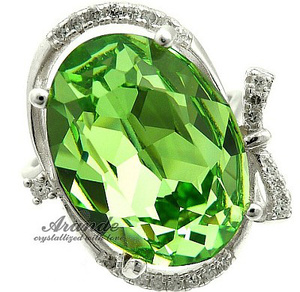 CRYSTALS CRYSTALS UNIQUE RING PERIDOT STERLING SILVER CERTIFICATE