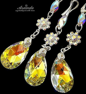 CRYSTALS *AURORA ORCHIDEA* EARRINGS+PENDANT STERLING SILVER CERTIFICATE