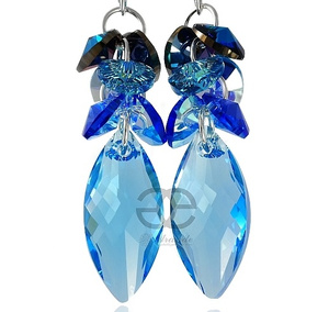 EARRINGS CRYSTALS CRYSTALS *AQUA NAWI* STERLING SILVER 925 CERTIFICATE