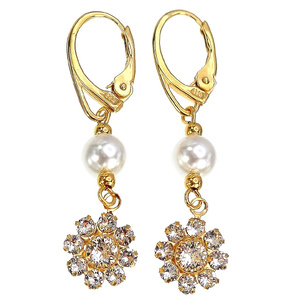 CRYSTALS CRYSTALS EARRINGS FUCHSIA FLOW GOLD 24K GOLD PLATED STERLING SILVER (1) (1)