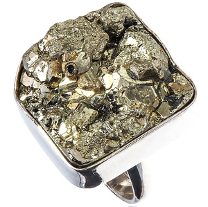 PYRITE BEAUTIFUL RING STERLING SILVER SIZE 10-20 (1) (1) (1) (1)