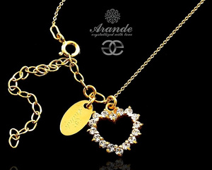 CRYSTALS NECKLACE CRYSTAL HEART GOLD PLATED SILVER