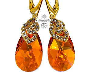 CRYSTALS UNIQUE EARRINGS TOPAZ SPECIAL 24K GOLD PLATED SILVER