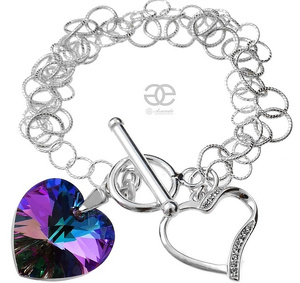 Kryształy piękna bransoletka VITRAIL SERCE SREBRO