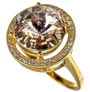 Kryształy Piękny Pierścionek Royal Paris Light Silk Złote Srebro