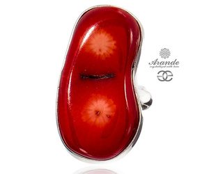 BEAUTIFUL RING NATURAL RED CORAL R10-20 STERLING SILVER (1)