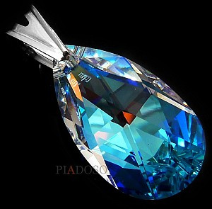 Kryształy wisiorek+łańcuszek 28MM BLUE AURORA