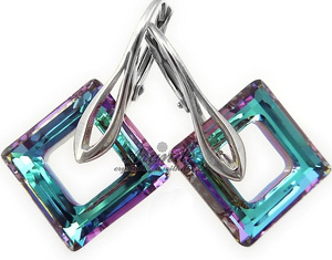 CRYSTALS EARRINGS SPECIAL VITRAIL SQUARE STERLING SILVER