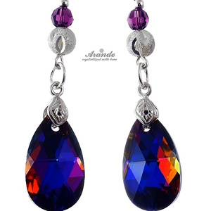 EARRINGS CRYSTALS CRYSTALS *VOLCANO AMETHYST* STERLING SILVER 925 CERTIFICATE