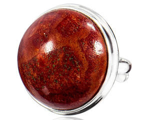 BEAUTIFUL RING NATURAL RED CORAL R10-20 STERLING SILVER