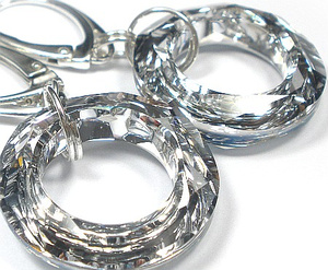 Kryształy Kolczyki Wisiorek Łańcuszek Silver Ring