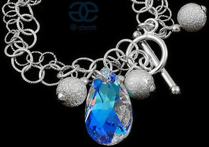 Kryształy piękna bransoletka BLUE AURORA SREBRO