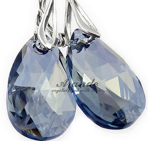 Nowe Kryształy Piękne Kolczyki Blue Shade Srebro