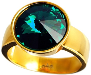CRYSTALS CRYSTALS RING PARIS EMERALD STERLING SILVER 24K GOLD PLATED