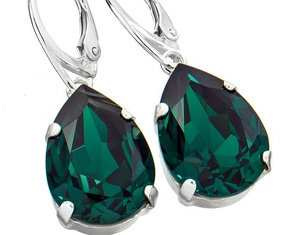 Kryształy Przepiękne Kolczyki Emerald Srebro