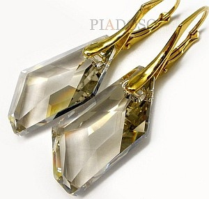 EARRINGS CRYSTALS CRYSTALS SILVER SHADE GOLD PLATED STERLING SILVER CERTIFICATE