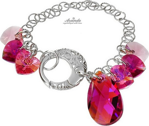 CRYSTALS CRYSTALS BRACELET FUCHSIA MANY COLORS STERLING SILVER 925 CERTIFICATE