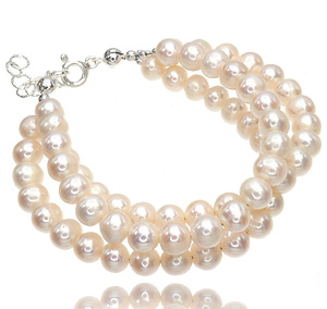 BEAUTIFUL BRACELET NATURAL WHITE PEARLS GOLD PLATED (1)