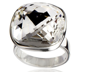 Kryształy Piękny Pierścionek Crystal Square Srebro