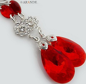 CRYSTALS BEAUTIFUL EARRINGS PENDANT CHAIN SIAM FEEL GLOSS STERLING SILVER