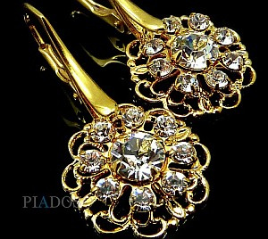 CRYSTALS CRYSTALS EARRINGS FLOW GOLD 24K GOLD PLATED STERLING SILVER