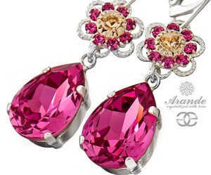 Kryształy piękne kolczyki ROSE FEEL SREBRO