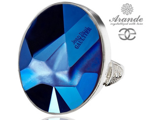 CRYSTALS RING METALLIC BLUE JEAN PAUL GAULTIER STERLING SILVER