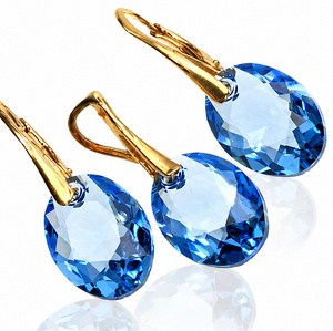 UNIQUE EARRINGS CRYSTALS CRYSTALS *AQUAMARINE AB* STERLING SILVER (1) (1) (1) (1) (1)