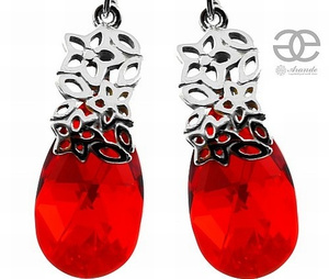 Kryształy przepiękne czerwone kolczyki SREBRO