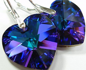 piękne kolczyki serca 18mm Kryształy 13 kolorów