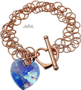 CRYSTALS UNIQUE BRACELET SAPPHIRE HEART ROSE GOLD PLATED STERLING SILVER