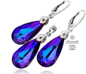 CRYSTALS UNIQUE EARRINGS PENDANT HELIOTROPE STERLING SILVER 925