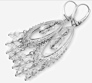 CRYSTALS GENUINE LONG EARRINGS CRYSTALLIZED STERLING SILVER 925 (1)