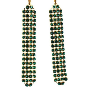 CRYSTALS BEAUTIFUL EARRINGS CRYSTALLIZED EMERALD GOLD PLATED STERLING SILVER