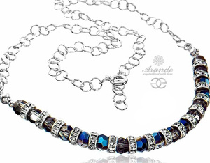 CRYSTALS BEAUTIFUL NECKLACE *BLUE NIGHT* STERLING SILVER 925