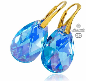 Kryształy Najnowsze Kolczyki Aquamarine Złote Srebro Unikat