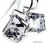Kryształy Piękny Komplet Crystal Cube Srebro