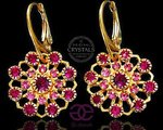 CRYSTALS CRYSTALS EARRINGS FUCHSIA FLOW GOLD 24K GOLD PLATED STERLING SILVER