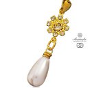 CRYSTALS PEARL PENDANT GOLD PLATED STERLING SILVER WEDDING