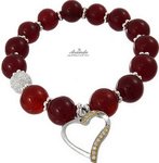 BRACELET HEART CUBIC ZIRCONIA CARNELIAN 24K GOLD PLATED STERLING SILVER