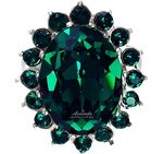 Kryształy Piękny Pierścionek Royal Emerald Srebro