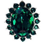 Kryształy piękny pierścionek ROYAL EMERALD SREBRO