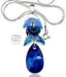 CRYSTALS BEAUTIFUL NECKLACE BLUE ZODIAC STERLING SILVER