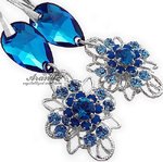 CRYSTALS UNIQUE BEAUTIFUL EARRINGS BLUE VENUE STERLING SILVER 925