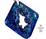 NEW CRYSTALS LARGE PENDANT BERMUDA BLUE DESIGN STERLING SILVER 925